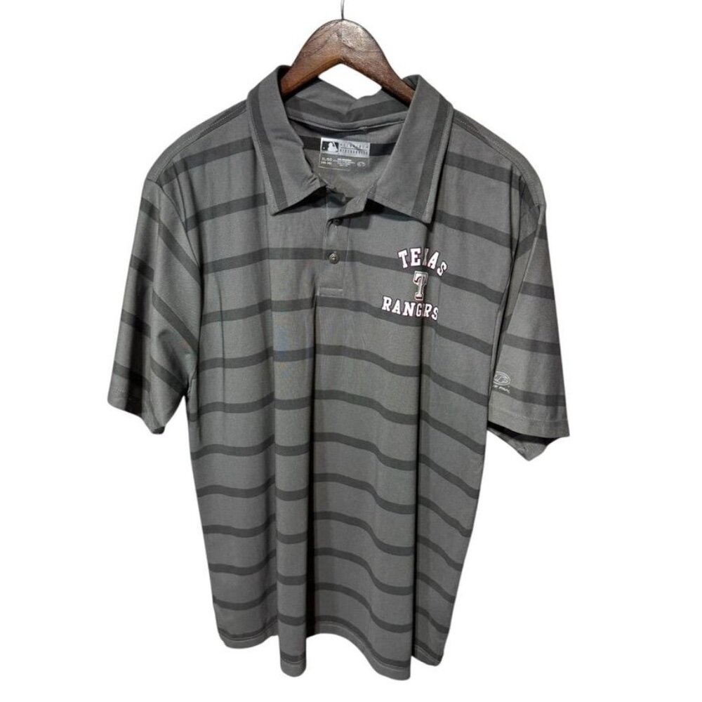 Texas Rangers Gray Striped Polo Size XL